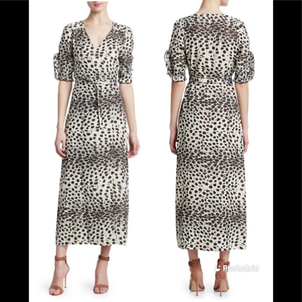 SEA Dresses • New York • Leo Animal Wrap Maxi Dress • SZ 4 • Retail $345